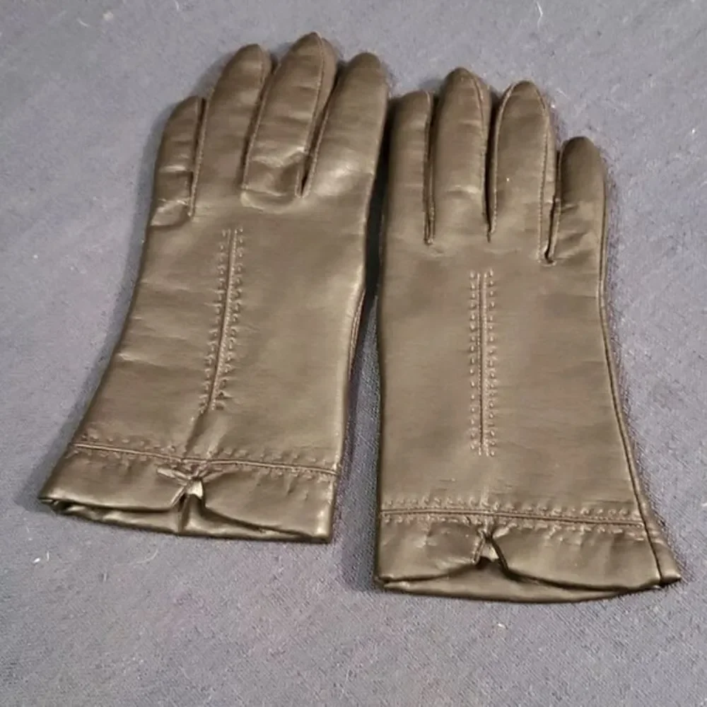 ‎Downholme Vegan faux Leather Gloves, dark brown